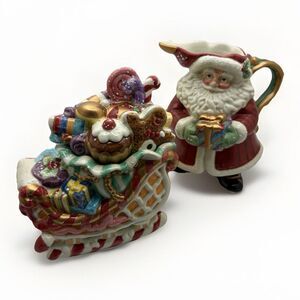 FITZ AND FLOYD Candy Lane Sugar And Creamer Set, NEW IN BOX Retired Pattern